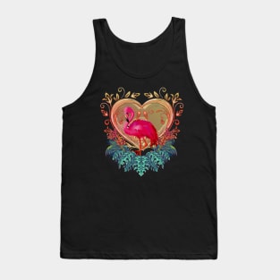 Wonderful flamingo with heart and flowers Tank Top